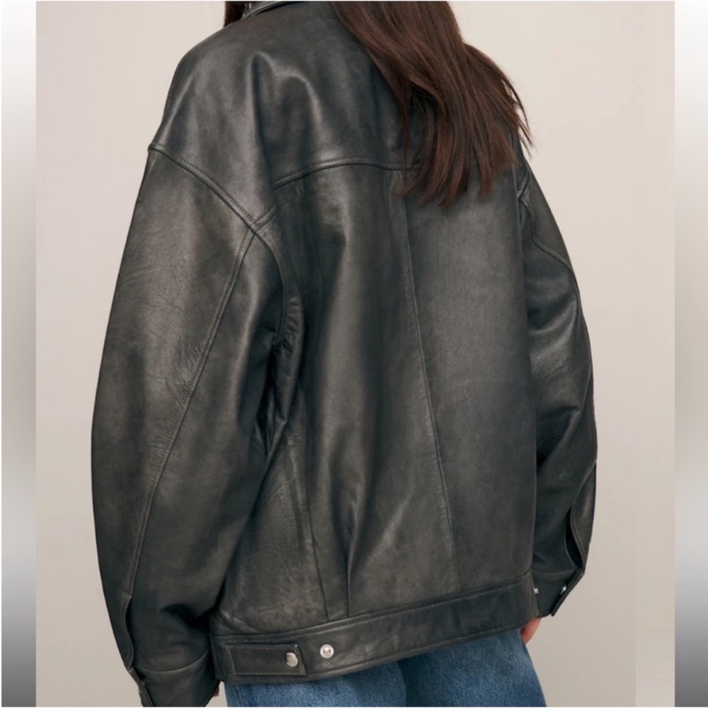 Reformation Veda Marco Leather Oversized Bomber - Picture 4 of 9